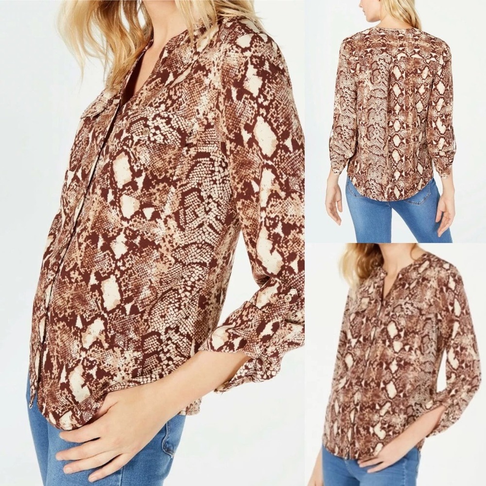 Ny Collection Petite Animal Print Shirt XL NEW